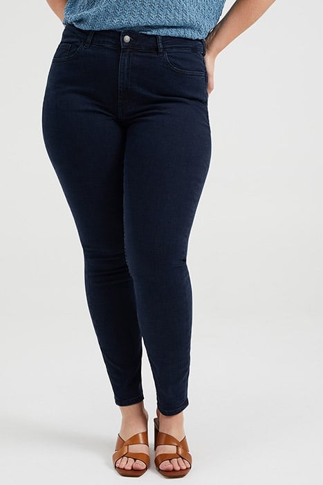 DAMES HIGH RISE SKINNY JEANS MET STRETCH - CURVE DARK BLUE 2