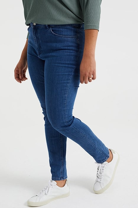 DAMES HIGH RISE SKINNY JEANS MET STRETCH - CURVE DARK BLUE 2