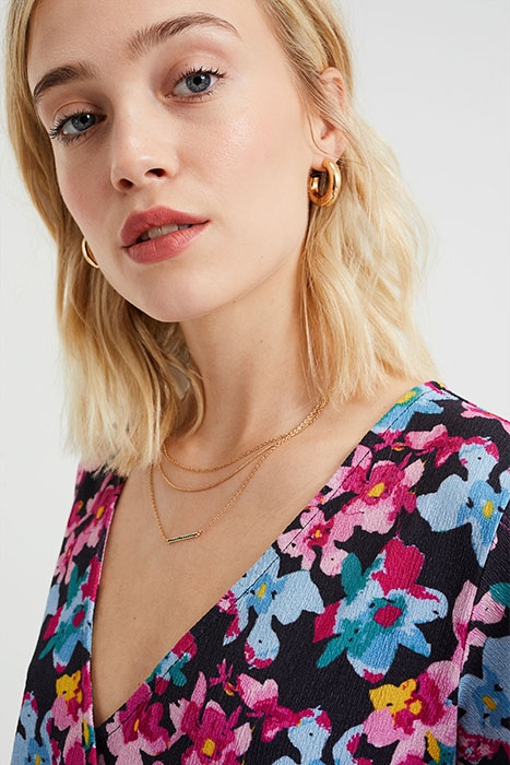 LADIES WRAP DRESS WITH MULTI-COLOURED PATTERN AND STRUCTURE 4