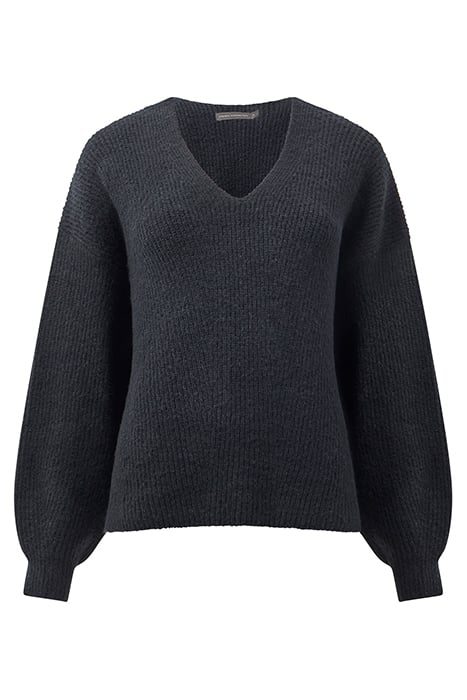 MOSSY V NECK KNIT BLACK 1