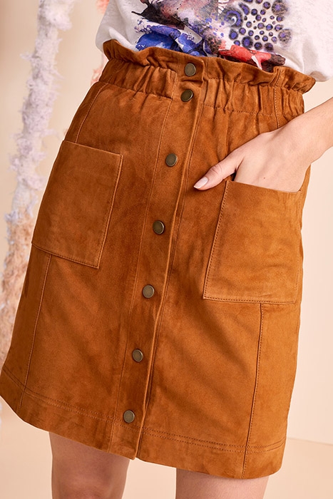 JAMES - SHORT COGNAC SUEDE SKIRT COGNAC 1