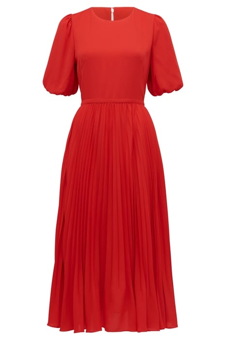 CHARLOTTE PUFF SLEEVE PLEATED DRESS RED 5