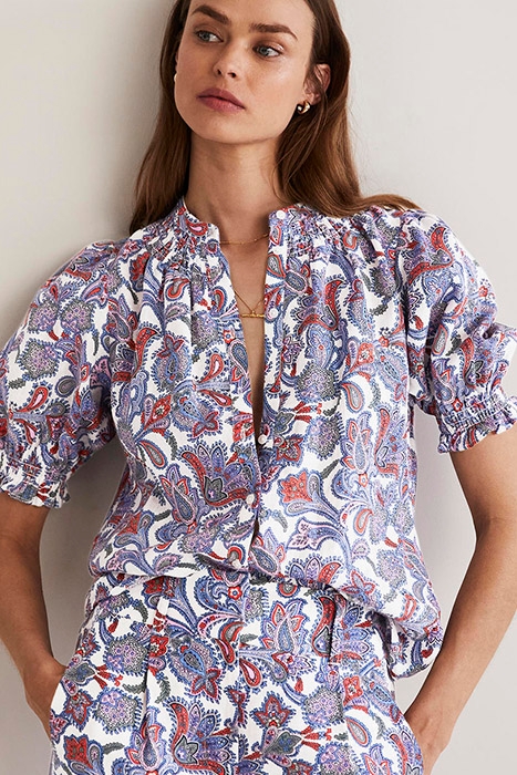 SMOCKED SHORT SLEEVE BLOUSE IVO 4