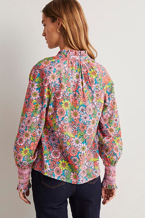 SMOCKED CUFF PRINTED TOP PIN 2