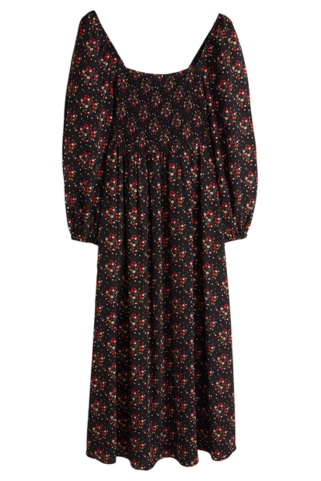 SQUARE NECK SMOCKED MAXI DRESS BLK 5