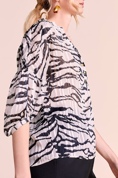 CLIFF - OFF WHITE BLOUSE WITH ZEBRA PRINT ECRU 3