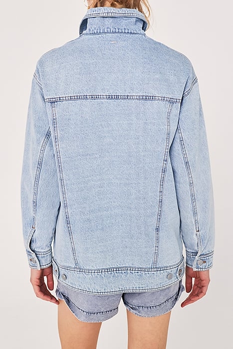 ACID WASHED DENIM JACKET WITH DETACHABLE HOOD BLUE 2