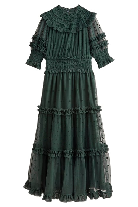 TULLE RUFFLE MIDI PARTY DRESS GRN 4