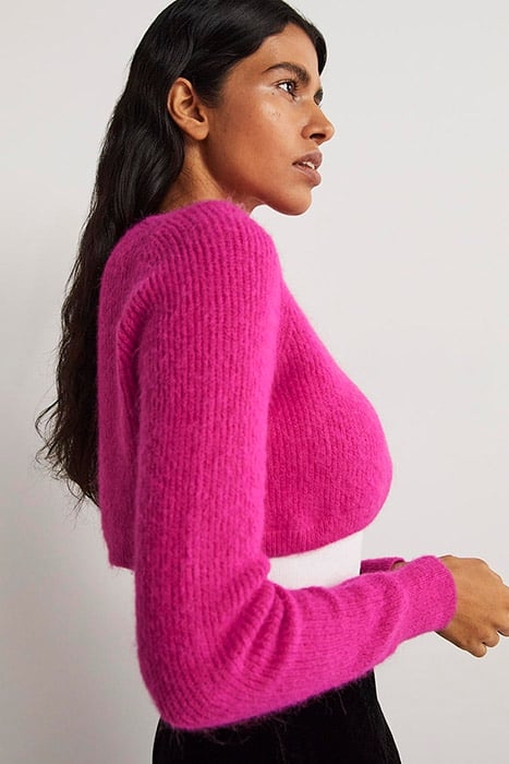 RIB KNIT BOLERO PNK 5