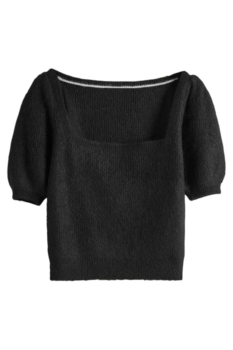 SQUARE NECK FLUFFY JUMPER BLK 6