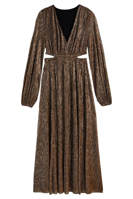 METALLIC CUT-OUT MAXI DRESS GLD 5