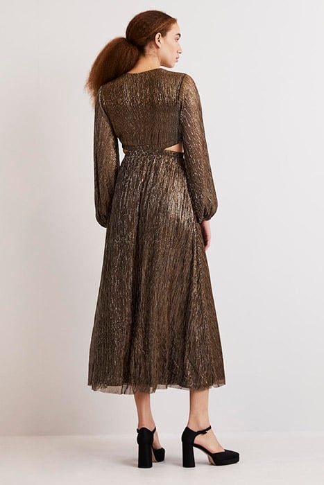 METALLIC CUT-OUT MAXI DRESS GLD 2