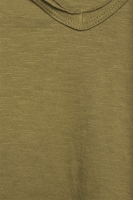 BASIC V-NECK TEE SLUB JERSEY ARMY GREEN 6