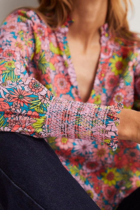 SMOCKED CUFF PRINTED TOP PIN 4