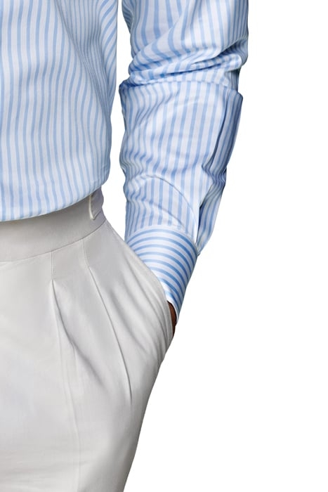 Light Blue Striped Twill Slim Fit Shirt 7