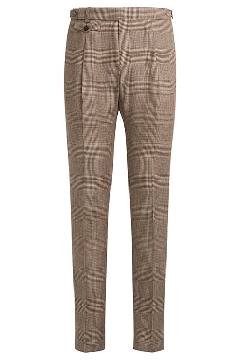 Mid Brown Checked Pleated Brentwood Trousers 2