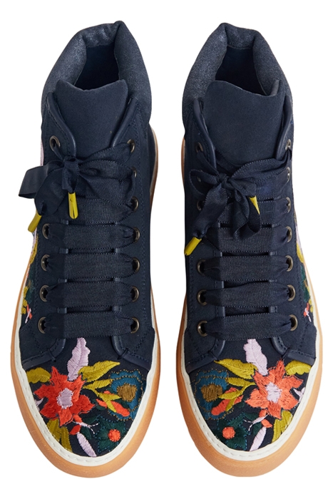EMBROIDERED HIGH TOP TRAINER NAVY 2