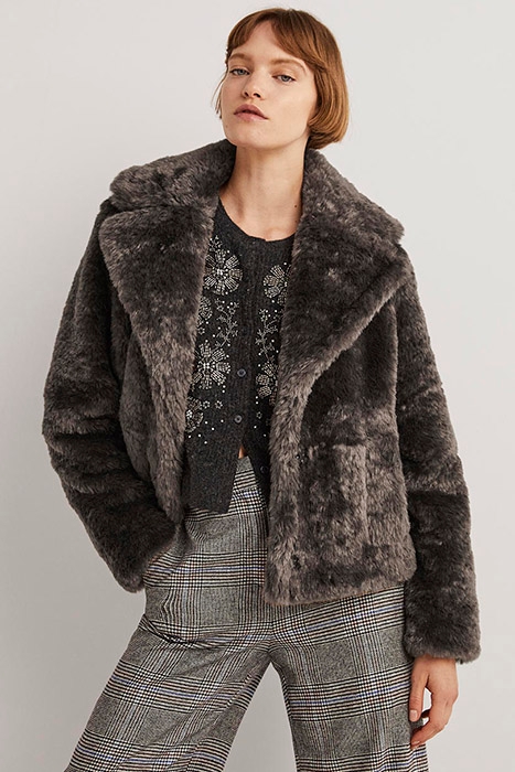 FAUX FUR JACKET BRN 1