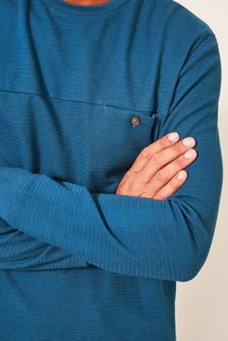 MILTON ZIG ZAG WAFFLE TEE MID TEAL 4