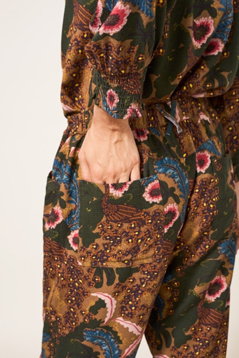 THEA PRINTED TROUSER TEAL 2