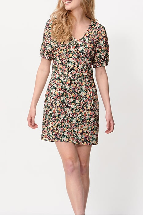 WATER PINK LONG DRESS + MULTICOLOURED FLORAL PRINT 1