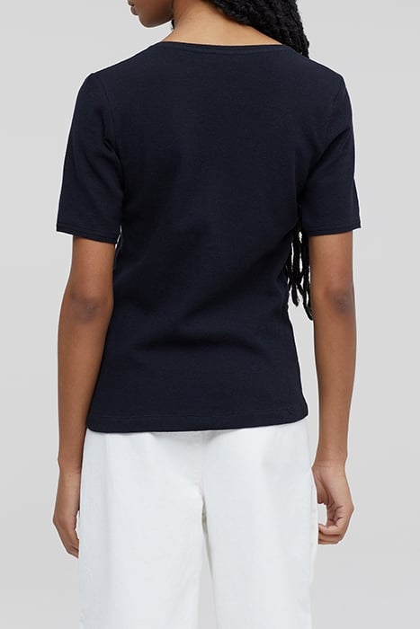 WOMEN WAFFLE HENLEY SHIRT BLACK 2