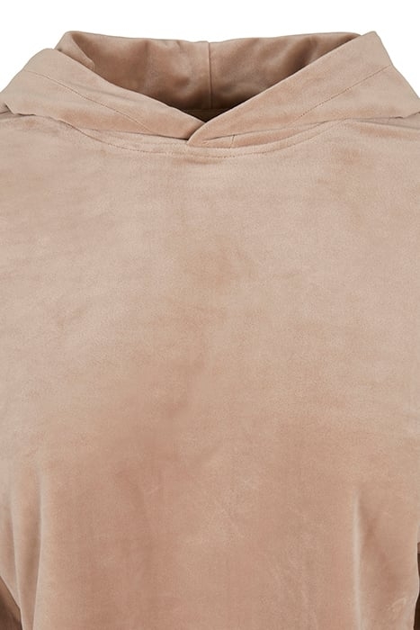 LADIES CROPPED VELVET OVERSIZED HOODY SOFTTAUPE 8