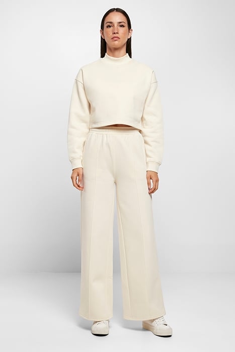 LADIES CROPPED OVERSIZED SWEAT HIGH NECK CREW WHITESAND 4
