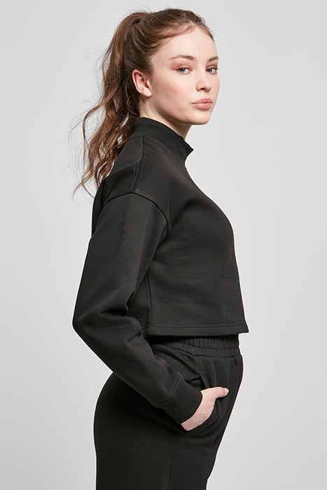 LADIES CROPPED OVERSIZED SWEAT HIGH NECK CREW BLACK 6