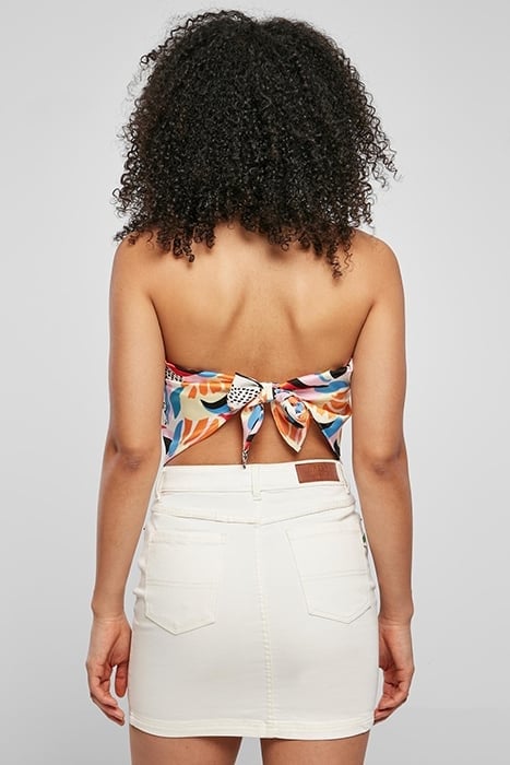 LADIES CROPPED AOP SATIN TRIANGLE TOP MAGICMANGOABSTRACT 3