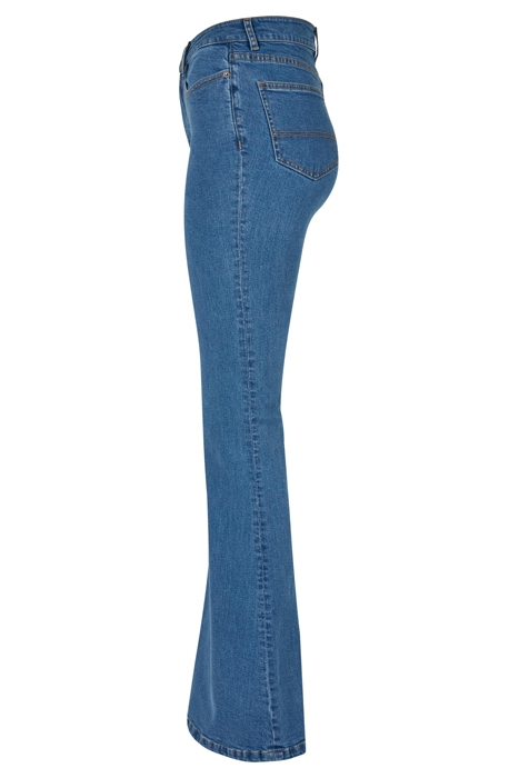 LADIES ORGANIC HIGH WAIST FLARED DENIM PANTS CLEARBLUE WASHE 8