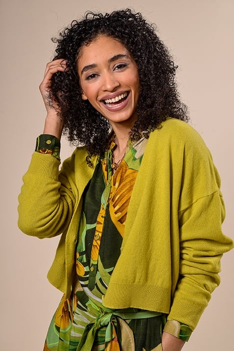 BASIC V-NECK CARDI LS GREEN 2