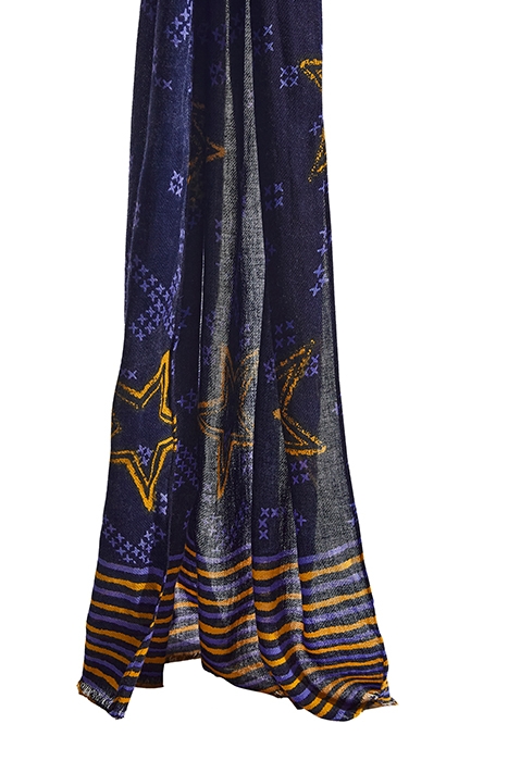 STAR STRIPE WOOL SCARF NAVY MULTI 3