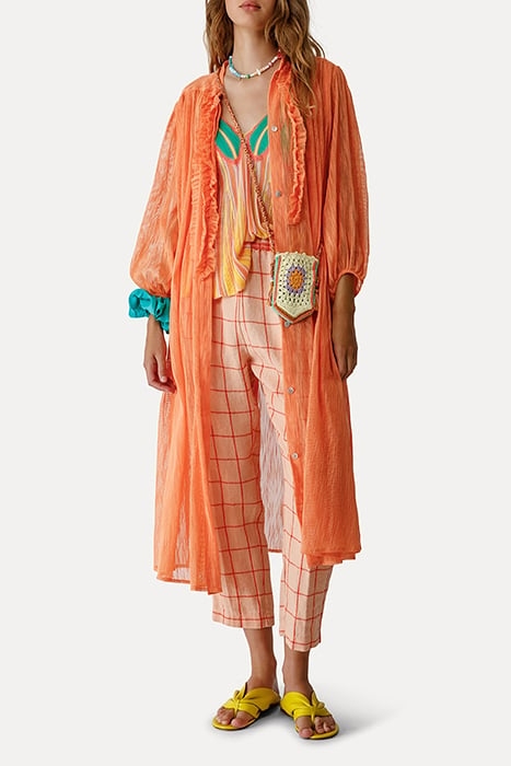 COTTON LENO BELTED DRESS ORANGINA 2