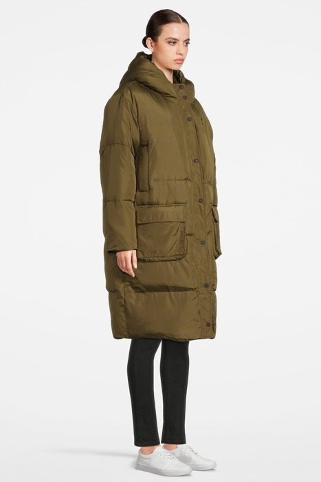 LONGLINE HOODED PUFFER JACKET W799 DEEP OLIVE 2