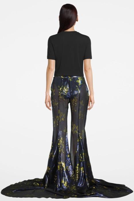 WOMEN‘S FLARED TRANSPARENT TROUSERS BLUE LILLY PRINT 2