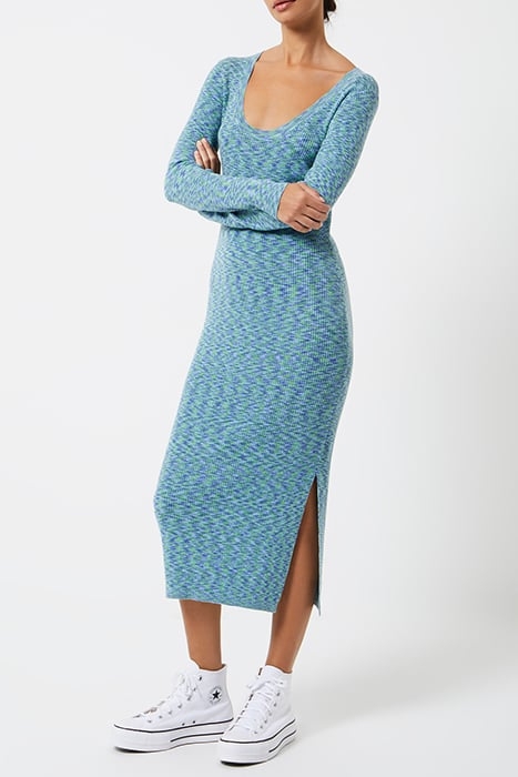 JANNA SPACE DYE MIDI DRESS GREEN FLASH MULTI 3