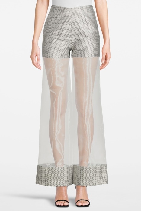 WOMEN‘S TRANSPARENT FABRIC TROUSERS SILVER GRAY/WHITE 1