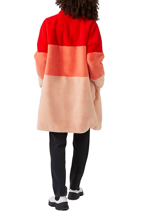 IZO FAUX FUR COAT POPPY RED/EMBERGLOW/DUSTY PINK 3