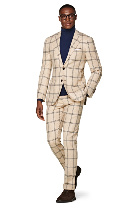 LIGHT BROWN CHECKED JORT SUIT 1