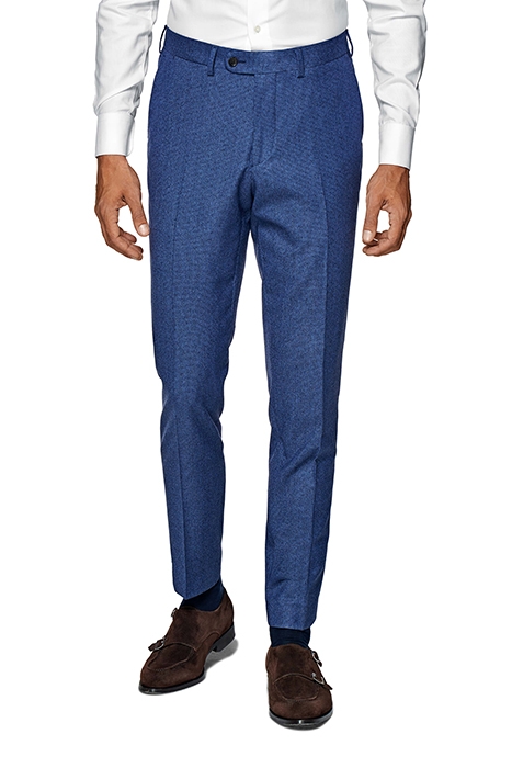 MID BLUE HOUNDSTOOTH THREE-PIECE LAZIO SUIT 4