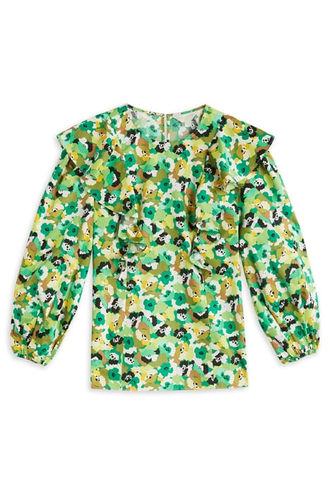 GIGIE PRINTED FRILL SHOULDER BALLOON SLEEVE TOP BRT-GREEN 4
