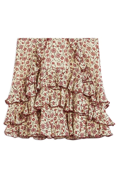 RUSHLME MINI PRINTED FRILL SKIRT WHITE 4