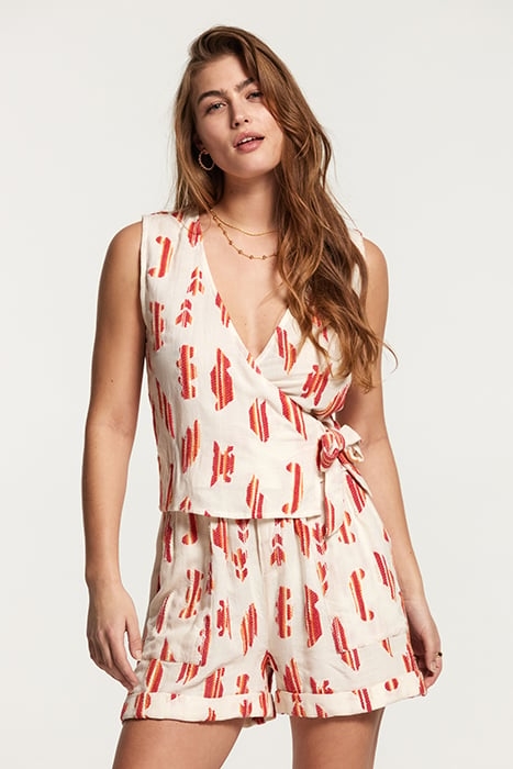 BALI WRAP TOP MADAGASKAR JACQUARD JET STREAM WHITE 1