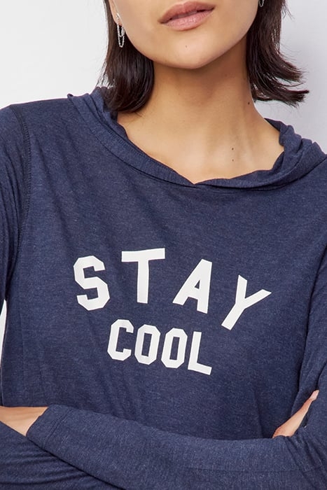 NAVY BLUE HOODED LONG SLEEVE T-SHIRT 4