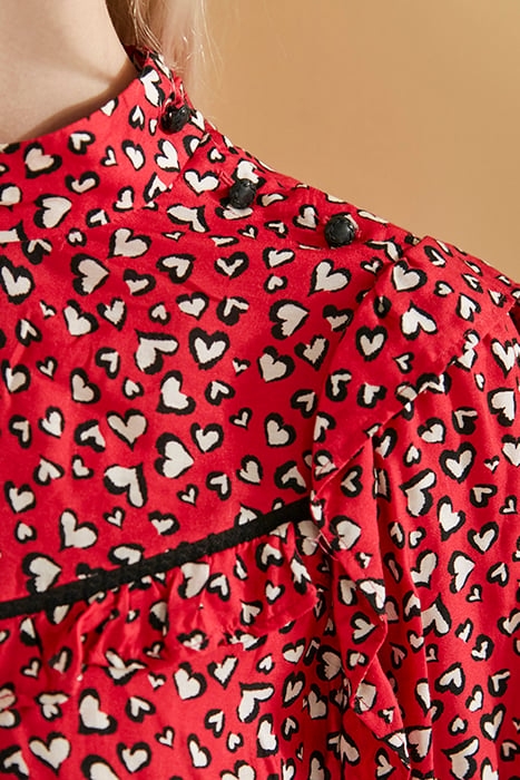 HEART PRINT SHORT DRESS WITH RUFFLES AND LACE 6