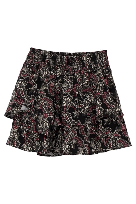 GIRLS’ BLACK PAISLEY PRINT RUFFLED SHORT SKIRT BLACK 2