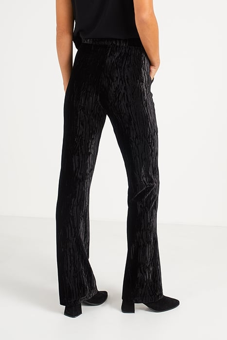 BLACK TEXTURED PANNE VELVET WIDE TROUSERS 2