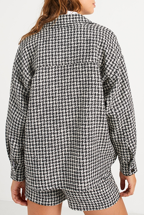 BLACK HOUNDSTOOTH MOTIF WOOL OVERSHIRT 2
