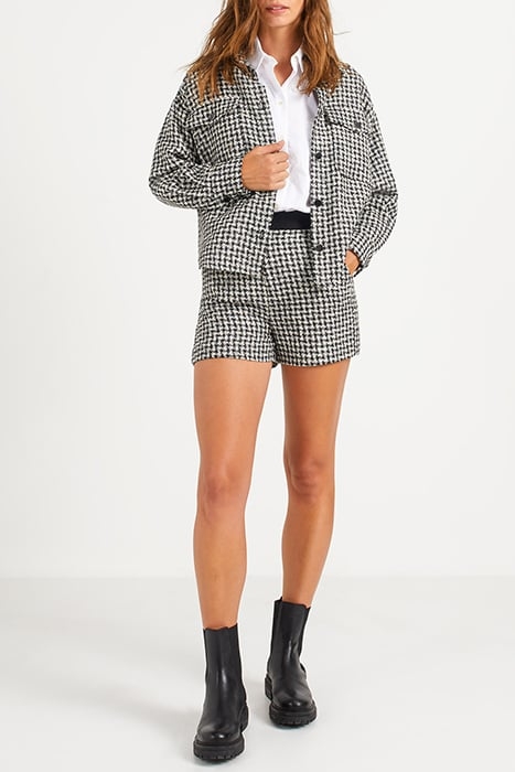BLACK HOUNDSTOOTH MOTIF WOOL OVERSHIRT 1